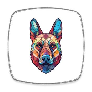 Shepherd Bullet Dog Colorful Watercolor Animal - Square fridge magnet - white - Front