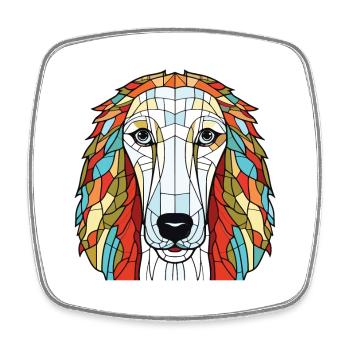 Russian Borzoi Dog Colorful Watercolor Animal Pet - Square fridge magnet - white - Front