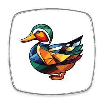 Mandarin Duck Colorful Watercolor Animal Cartoon - Square fridge magnet - white - Front