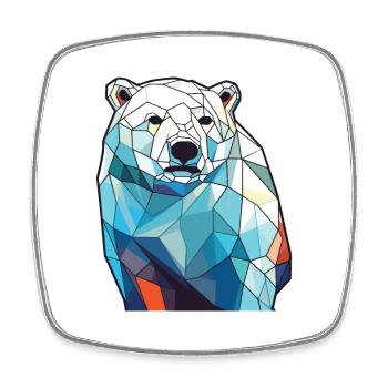 Polar Bear Colorful Watercolor Animal Illustration - Square fridge magnet - white - Front