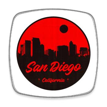 San Diego Skyline Rot - Viereckiger Kühlschrankmagnet - Weiß - Vorne