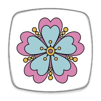 Niedliche Funky Hippie Boho Blume - Viereckiger Kühlschrankmagnet - Weiß - Vorne