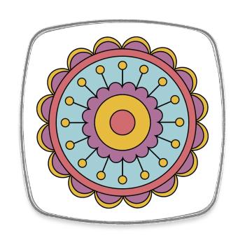 Niedliche Funky Hippie Boho Blume - Viereckiger Kühlschrankmagnet - Weiß - Vorne