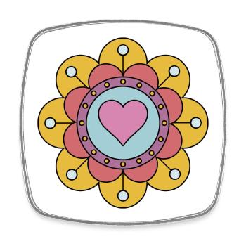 Niedliche Funky Hippie Boho Blume - Viereckiger Kühlschrankmagnet - Weiß - Vorne
