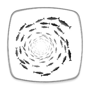 Fischschwarm - Viereckiger Kühlschrankmagnet - Weiß - Vorne