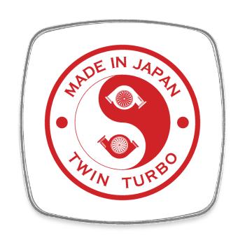 Hergestellt in Japan Twin Turbo Auto Auto - Viereckiger Kühlschrankmagnet - Weiß - Vorne
