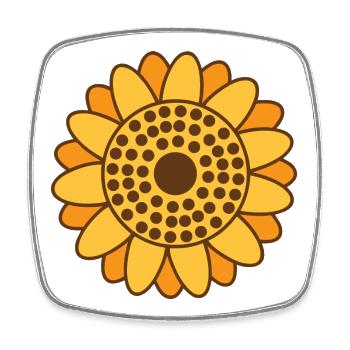 Sunflower - Large Yellow Orange Sunflower - Square fridge magnet - white - Front