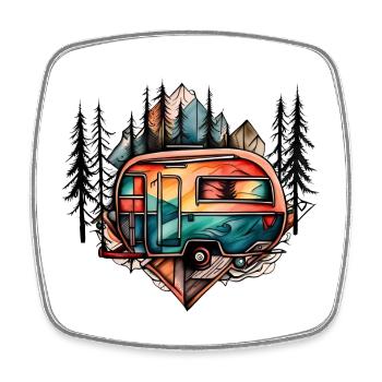 Camper / Wohnmobil / camping / Roadtrip / Travel - Viereckiger Kühlschrankmagnet - Weiß - Vorne