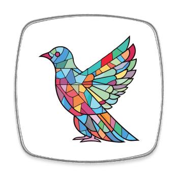 Dove Aquarelle colorée Animal Animal Illustration - Magnet carré - blanc - Devant