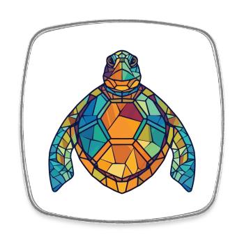 Turtle Colorful Watercolor Animal Pet Illustration - Square fridge magnet - white - Front