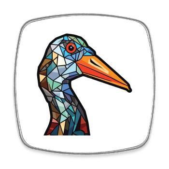 Cigogne noire colorée aquarelle animal animal animal dessin animé - Magnet carré - blanc - Devant