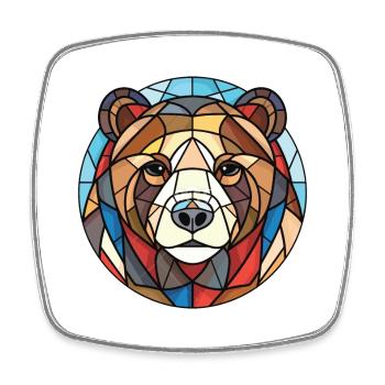 Bear Colorful Watercolor Animal Pet Illustration - Square fridge magnet - white - Front