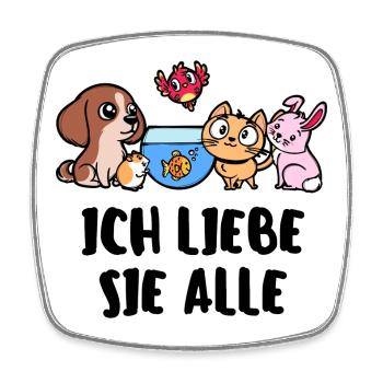 Aquarium Fisch Hund Katze Hase Haustiere Tiere - Viereckiger Kühlschrankmagnet - Weiß - Vorne
