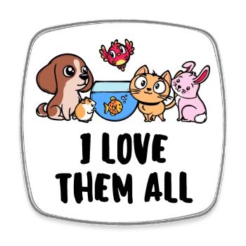 Pets Dog Cat Bunny Aquarium Fish Animals - Square fridge magnet - white - Front
