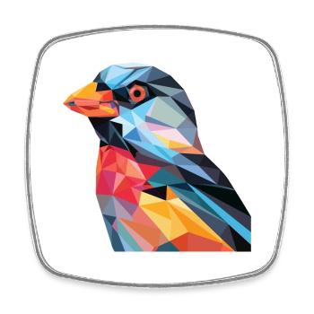 Finch Colorful Watercolor Animal Pet Illustration - Square fridge magnet - white - Front