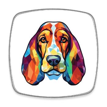 Basset Hound Chien Coloré Aquarelle Animal Animal Pet - Magnet carré - blanc - Devant