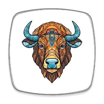Buffalo Colorful Watercolor Animal Illustration - Square fridge magnet - white - Front