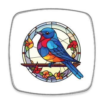 Blauer Vogel Bunte Aquarell-Tierillustration - Viereckiger Kühlschrankmagnet - Weiß - Vorne