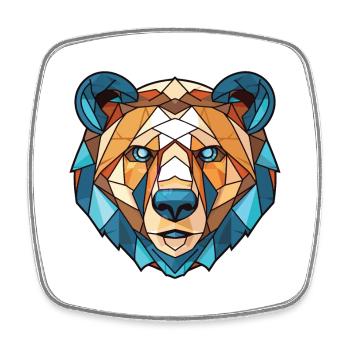 Bear Colorful Watercolor Animal Pet Illustration - Square fridge magnet - white - Front