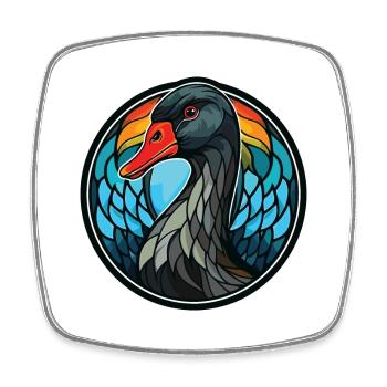 Schwarzer Schwan Bunte Aquarell-Tierillustration - Viereckiger Kühlschrankmagnet - Weiß - Vorne