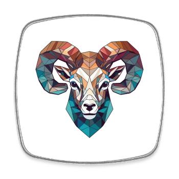 mouflon d’Amérique Dessin animé animalier aquarelle coloré - Magnet carré - blanc - Devant
