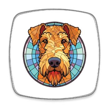 Airedale Terrier Hund Buntes Aquarell Tier - Viereckiger Kühlschrankmagnet - Weiß - Vorne