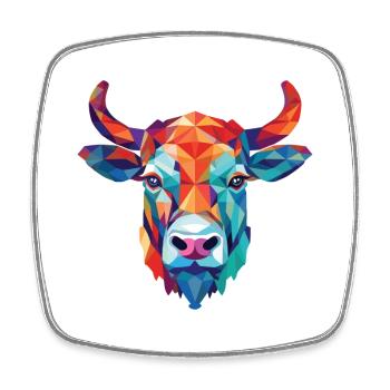 Bull Colorful Watercolor Animal Pet Illustration - Square fridge magnet - white - Front