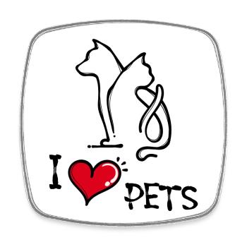 J’aime les animaux de compagnie Chien Chat Déclaration Coeur - Magnet carré - blanc - Devant
