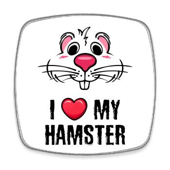 Hamster Heart Pets Statement Favorite Animal - Square fridge magnet - white - Front