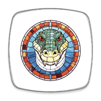 Crocodile Colorful Watercolor Animal Illustration - Square fridge magnet - white - Front