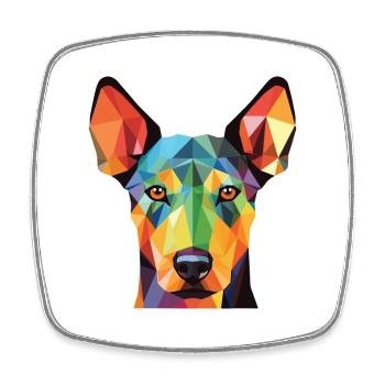 Doberman Terrier Chien Aquarelle Coloré Animal - Magnet carré - blanc - Devant