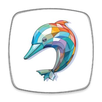 Dolphin Colorful Watercolor Animal Illustration - Square fridge magnet - white - Front