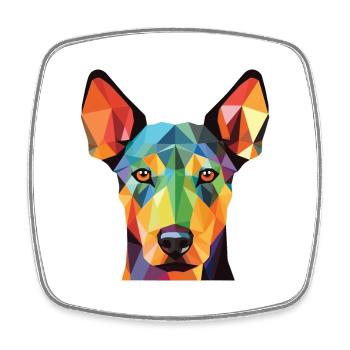Doberman Terrier Chien Coloré Aquarelle Animal - Magnet carré - blanc - Devant