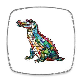 Crocodile Colorful Watercolor Animal Illustration - Square fridge magnet - white - Front