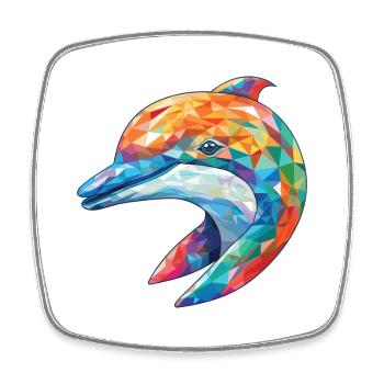 Delphin Bunte Aquarell-Tierillustration - Viereckiger Kühlschrankmagnet - Weiß - Vorne