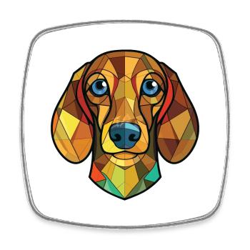 Dackelhund Hund Buntes Aquarell Tierkarikatur - Viereckiger Kühlschrankmagnet - Weiß - Vorne