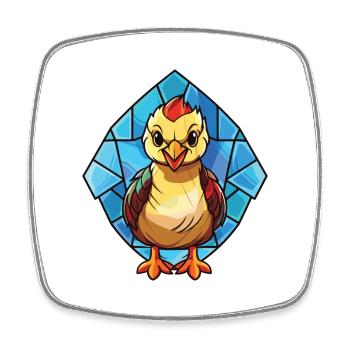 Baby Huhn Buntes Aquarell Tier Karikatur - Viereckiger Kühlschrankmagnet - Weiß - Vorne