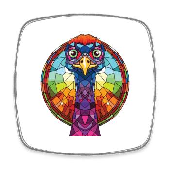 Ostrich Emu Colorful Watercolor Animal Pet Cartoon - Square fridge magnet - white - Front