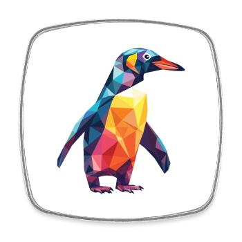Penguin Colorful Watercolor Animal Illustration - Square fridge magnet - white - Front