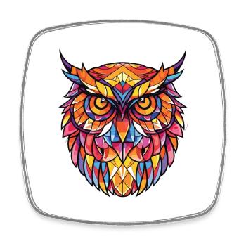 Owl Colorful Watercolor Animal Pet Illustration - Square fridge magnet - white - Front