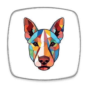 Bullterrier Hund Buntes Aquarell Tier Haustier - Viereckiger Kühlschrankmagnet - Weiß - Vorne