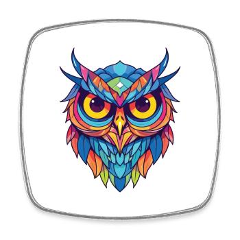 Eule Buntes Aquarell Tier Haustier Illustration - Viereckiger Kühlschrankmagnet - Weiß - Vorne