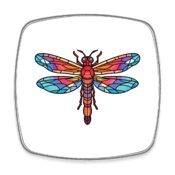 Dragonfly Colorful Watercolor Animal Illustration - Square fridge magnet - white - Front