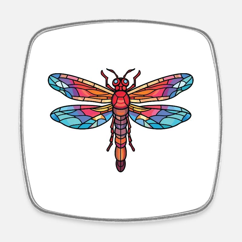 Libelle Bunte Aquarell-Tierillustration - Viereckiger Kühlschrankmagnet - Weiß