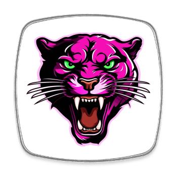 Panther Kopf Pink - Viereckiger Kühlschrankmagnet - Weiß - Vorne