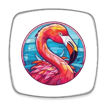 Flamingo Bunte Aquarell-Tierillustration - Viereckiger Kühlschrankmagnet - Weiß - Vorne