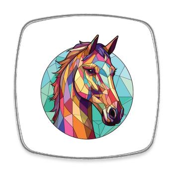 Pferd Buntes Aquarell Tier Haustier Illustration - Viereckiger Kühlschrankmagnet - Weiß - Vorne