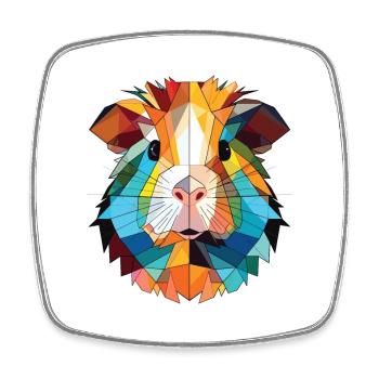 Guinea Pig Colorful Watercolor Animal Illustration - Square fridge magnet - white - Front