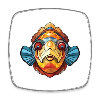 Flounder Fish Colorful Watercolor Animal Cartoon - Square fridge magnet - white - Front