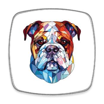 Englische Bulldogge Bunte Aquarell-Tierkarikatur - Viereckiger Kühlschrankmagnet - Weiß - Vorne